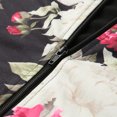 thumbnail image 3 of Moda Otoño Invierno Mujeres Chaqueta de la chaqueta de estampado floral con cremallera de manga larg Abanopi Negro M, 3 of 7