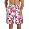 thumbnail image 1 of Balery Flamingo Traje de Baño Estilo Hawaiano para Hombre, Shorts de Secado Rápido con Bolsillos-Small, 1 of 6