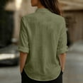 thumbnail image 5 of ClodeEU Women's V Neck Long Sleeve Button Down Shirt,Casual Loose Blouse Army Green,Women's Plus L, 5 of 8