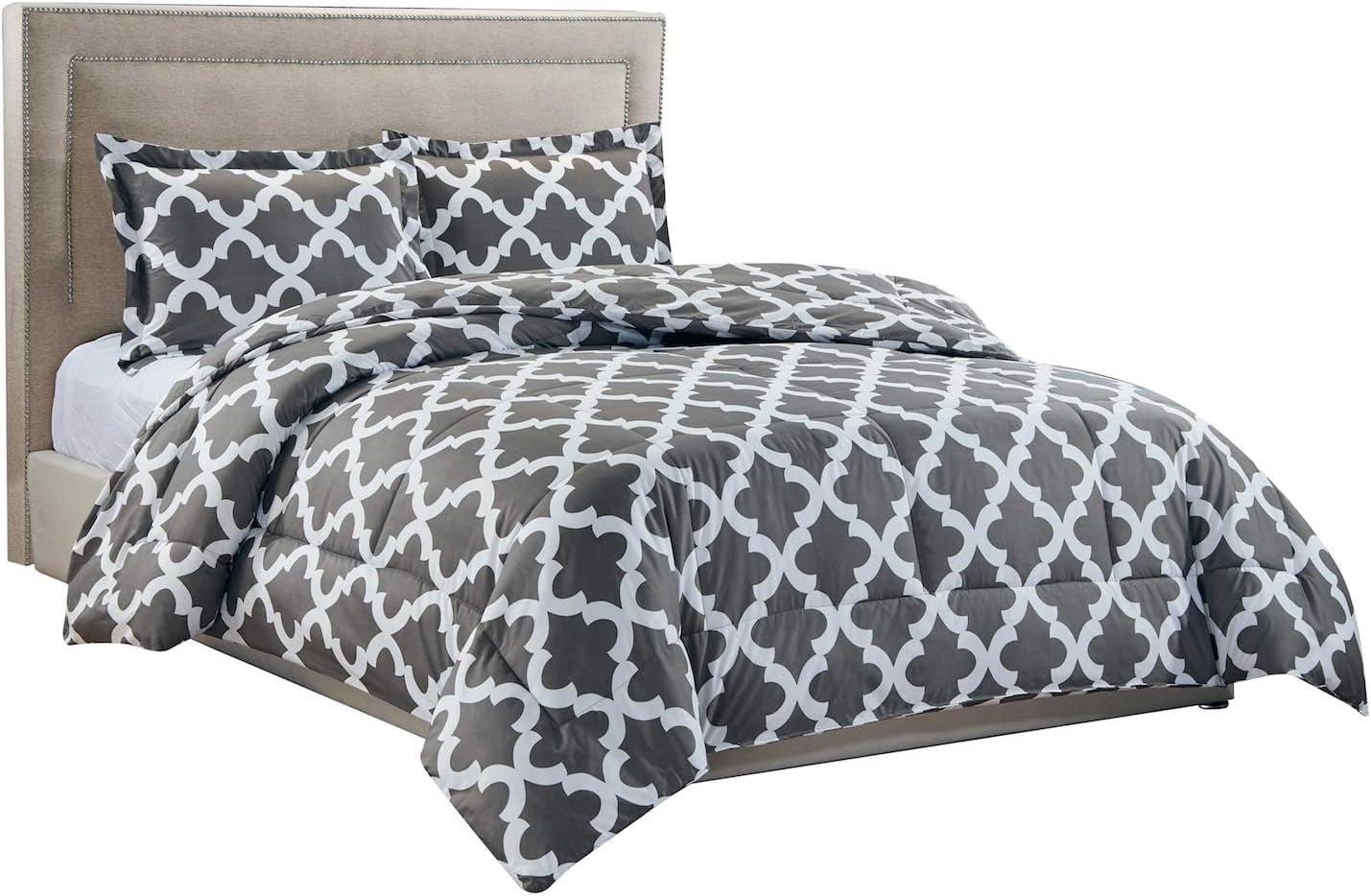 Comforter with 1 Pillow Sham Goose Down Alternative Ultra Soft Microfiber Grey Color Twin Size