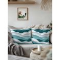 thumbnail image 3 of Waterproof Outdoor Throw Pillows with Inserts 16"x16", Turquoise Ombre Soft Decorative Pillowcases for Couch Bedroom, Modern Geometric Moire Abstract Art Pillow Covers for Sofa Living Room, 3 of 8