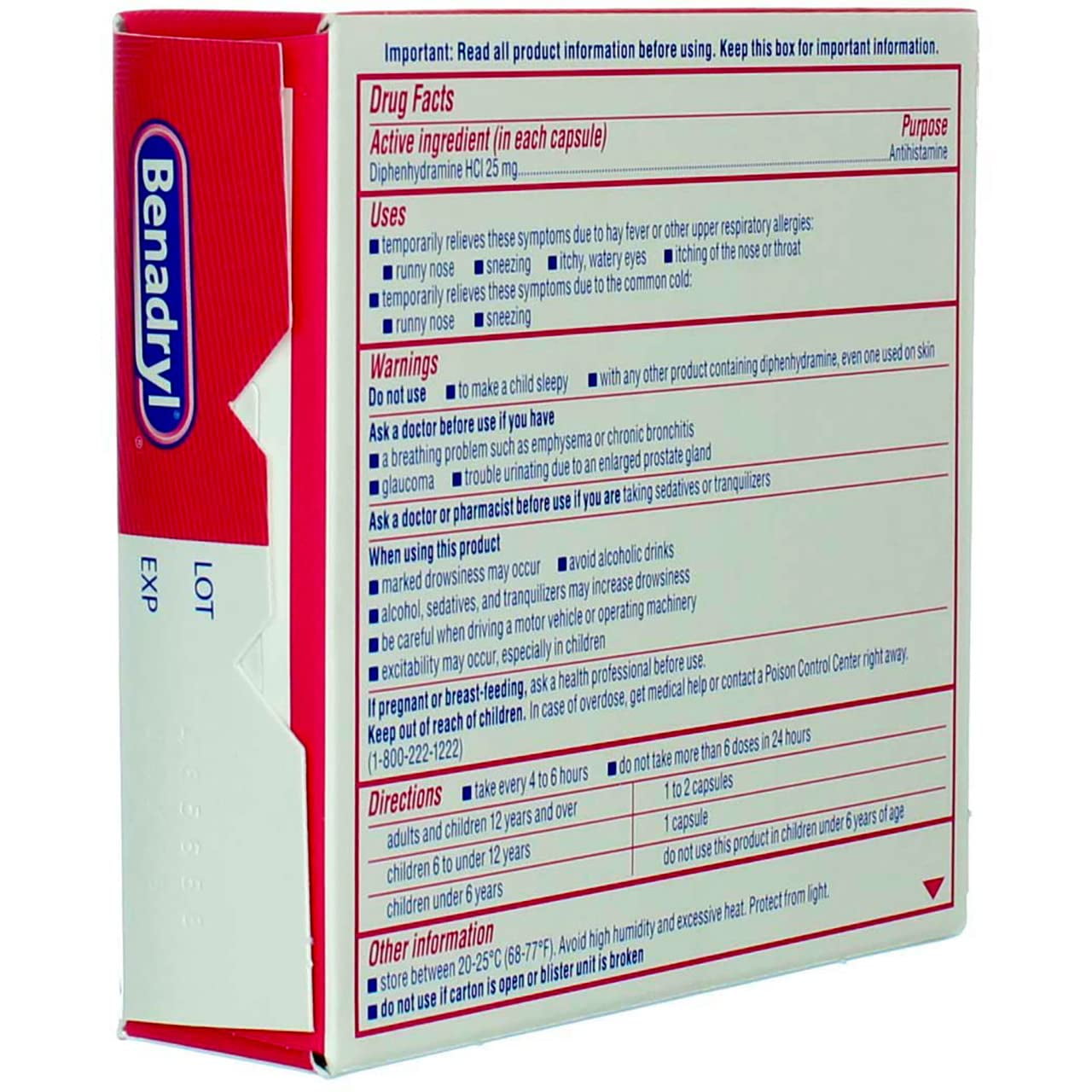 Benadryl Liqui-Gels Antihistamine Allergy Medicine & Cold Symptom Relief, Dye-Free Liquid Gelcaps with 25 mg of Diphenhydramine HCl for Symptoms Such As Runny Nose, Sneezing & More, 24 ct (Pack of 4)
