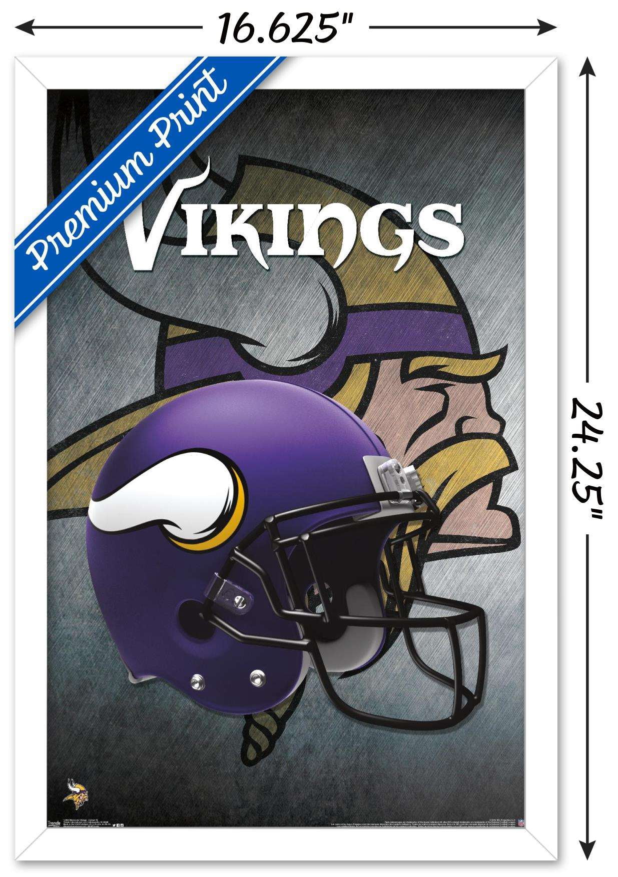 NFL Minnesota Vikings - Helmet 16 Wall Poster, 14.725" x 22.375", Framed