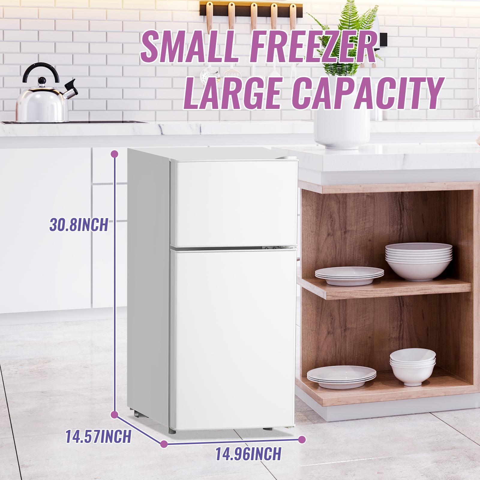 TACOOL 2.35 Cu.ft Small Mini Refrigerator for Office Compact Dual Door Fridge Egg Trey Low Noise, WHITE