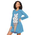 thumbnail image 3 of FORMRS Womens Long Sleeve Nightgowns Crew Neck Sleep Shirt Soft Pajamas Sizes S-3XL, Ice Cream Cat, 3 of 8