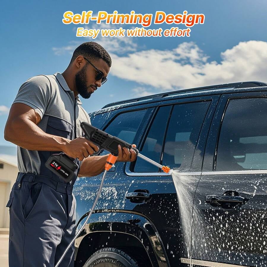 3-In-1 Nozzle Handheld Cordless Power Pressure Washer, Portable Cordless Power Cleaning Tool With 435PSI Water Lance, Foam Cannon, 2 Batteries 15000mAh Batteries