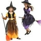 thumbnail image 2 of Disfraces de fiesta de Halloween, vestido de bruja morado para niñas, malla de manga larga, ropa de bruja de carnaval, vestido de cosplay, sombrero, traje de escoba, 2 of 5