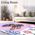 thumbnail image 2 of ODIKA 3'x5' Machine Washable Non-Slip Area Rug, Sweet Doxie Puppy Making Kit Handcraft Canvas Embroidery High Traffic Rug with Pad, Purple, 646249, 2 of 8