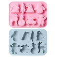 thumbnail image 2 of Ludlz 2Pcs Christmas Silicone Mold 8 Cavities Santa Snowman Elk Non-stick Food Grade Easy Release DIY Fondant Chocolate Candy Jelly Ice Cake Baking Mold, 2 of 7