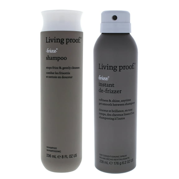 Living Proof Frizz Shampoo and Conditioner 2 Pc Kit - 8oz Shampoo, 6.2oz Instant De-Frizzer Dry Conditioning