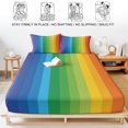 thumbnail image 5 of Twin Sze Fitted Sheet Set - Colorful Striped Ombre 2 Piece Bedding Sets 16" Deep Pocket Fitted Sheet with 1 Pillowcase, Rainbow Stripes Modern Abstract Art Brushed Microfiber Hotel Luxury Bed Sheets, 5 of 9