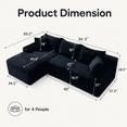 thumbnail image 6 of 94.5" Sectional Sofa Couch with L-Shape Chaise, UHOMEPRO 4-Seat Cloud Modular Sectional Couch for Living Room, Deep Seat Corduroy Sofa, No Assembly, Black, 6 of 9