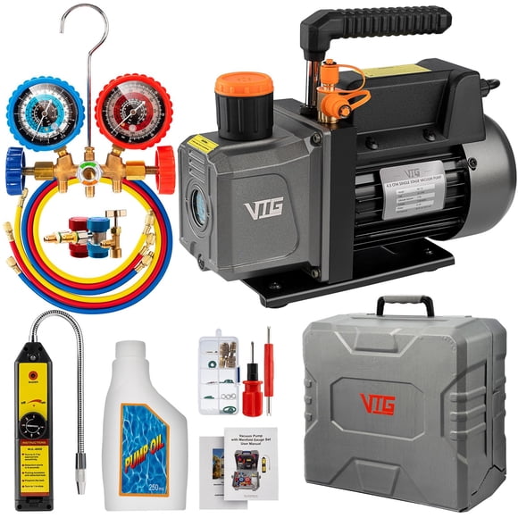 Kit de bomba de vacío HVAC VTG VOGTEN 4.5 CFM con juego de manómetros R134a