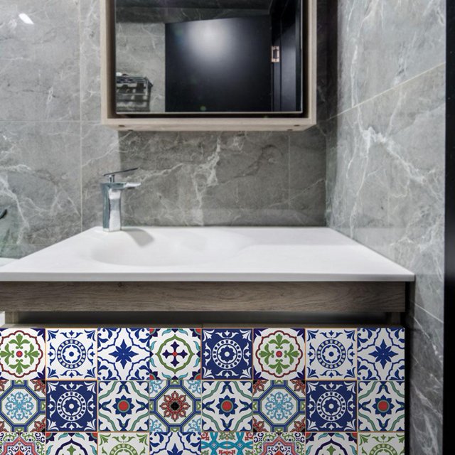 Etiqueta Engomada De La Pared De Ladrillo 20 piezas pegatinas autoadhesivas Retro impermeables para azulejos (10x10cm ET108) Wdftyju Libre de BPA