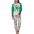 thumbnail image 2 of Family Matching Parent-Child Christmas Pajamas Sets Cartoon Dinosaur Print Long Sleeve T-Shirt + Long Pants Jumpsuit, 2 of 10