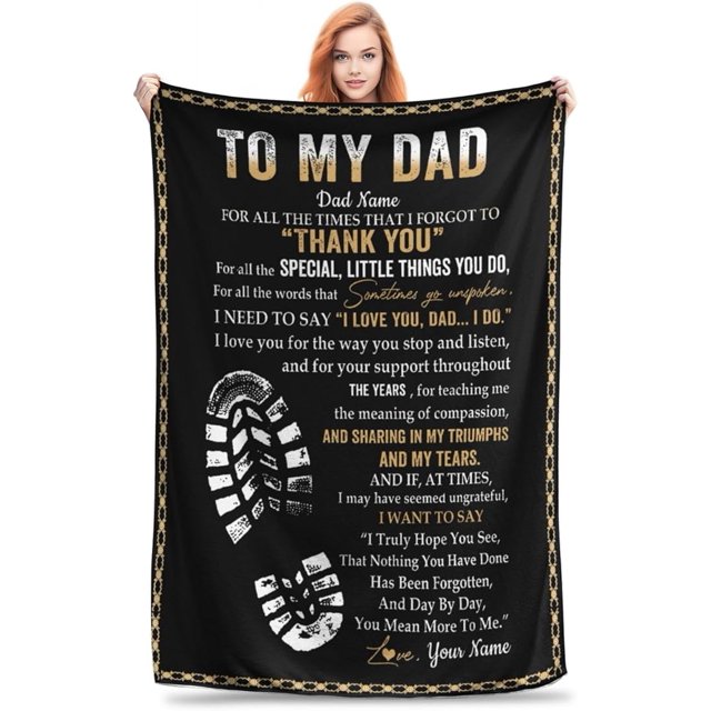 LHSHID Personalized to My Dad Blanket Fathers Day Blankets Gifts for Dad Birthday Gifts for Dad from Daughter Son Presents for Dad Custom to My Dad Blanket With Name for Christmas Valentines Day
