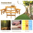 thumbnail image 4 of 6-Person Outdoor Circular Wooden Picnic Table, Camping Dining Table w/ 3 Built-in Benches, Outside Table Set with Umbrella Hole, 1720lb Capacity for Garden Patio Backyard - Natural, 4 of 7