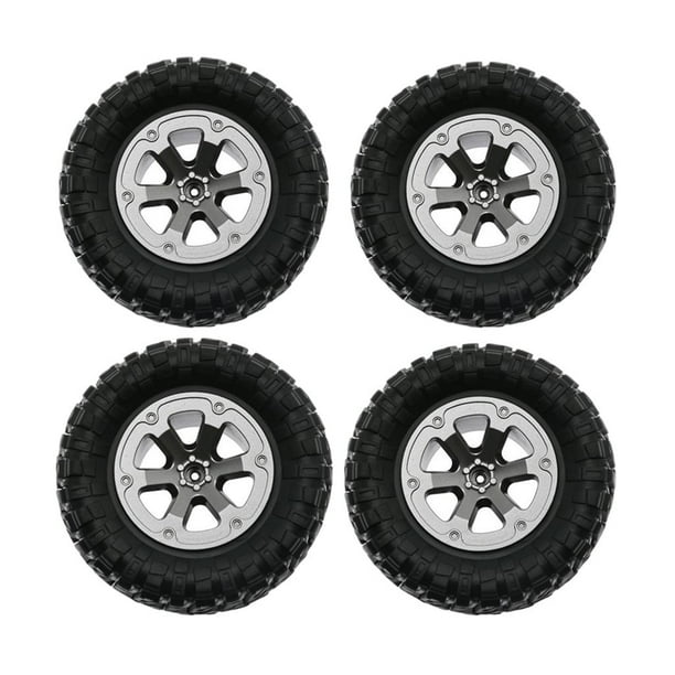 4x Neumáticos de coche RC, accesorios todoterreno, piezas de repuesto, montaje de bricolaje, modelo de repuesto, camión, goma, ruedas de plástico,