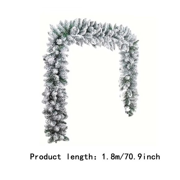 Flocked Pine and Holly Decorative Vine Garland for Christmas Mantel, Banister, Doorway, or Wreath Making