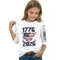 thumbnail image 4 of CCRFTGI 4th of July Tops for Kids Girls 10-12 USA Shirts 3/4 Sleeve 1776-2026 American Flag Heart Summer Casual T-Shirts Independence Day Girls Clothes Tshirts White 9-10 Years, 4 of 5