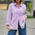 thumbnail image 2 of Womens Long Sleeve Shirts Button Up Plus Size Polka and Linen Buttoned Round Neck Loose and Comfortable Long Sleeved Top, 2 of 7