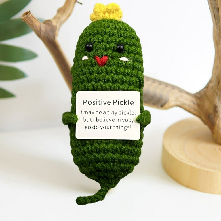 Trayknick Crocheted Pickle Companion Emotional Support Pickle Gift Funny  Positive Vegetable Knitted Ornament