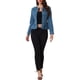 thumbnail image 2 of Chaquetas de mezclilla para mujer INSPIRE CHIC, con botones, dobladillo peplum, mangas largas, chaquetas de mezclilla cortas, azul mezclilla, talla M, 2 of 6