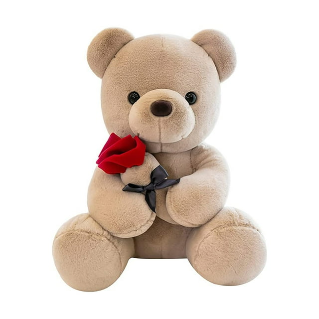 Cartoon Plush Toy Soft Stuffed Teddy Bear Doll With Rose Valentine's