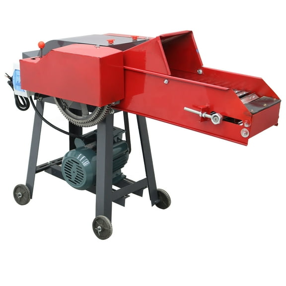 Electric Hay Cutter 4-Blade Straw Chopper Machine with Chain Plate Conveyor Animal Feed Chopper 220V