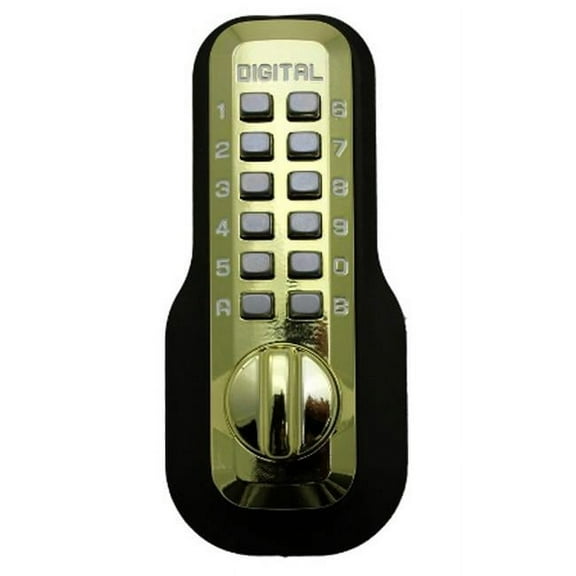 Lockey  Mechanical Keyless Deadbolt Ez Mount Plate Double Sided Combination Lock - Bright Brass