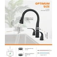thumbnail image 3 of Black Kitchen Faucet 3 Hole with Pull Down Sprayer, 2-Handle High Arc Kitchen Sink Faucet with 3 Function Spray, Stainless Steel, 3 of 17