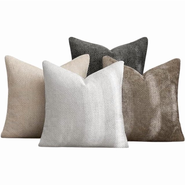 Pack 4 Fundas Cojín Chenille Suave, Estilo Boho y Rústico - Decoración Moderna para Sofá, Cama o Salón