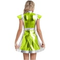 thumbnail image 5 of YiZYiF Women Space Alien Costume Metallic Dance Dress for Halloween Role Play Robot Astronaut Outfit Green S, 5 of 6