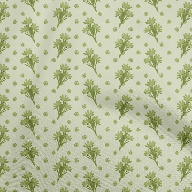 oneOone Polyester Spandex Light Green Fabric Floral Sewing Material Print Fabric By The Yard 56 Inch Wide
