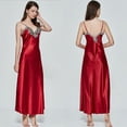 thumbnail image 4 of LMLYSoH Women Satin Long Nightgowns Silk Lace Sexy Lingerie Sleeveless Deep V Nightdress Sleepwear, 4 of 4