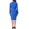 thumbnail image 3 of Conjuntos de trajes para mujeres INSPIRE CHIC, atuendos de negocios, blazer peplum sin cuello, falda lápiz formal, conjunto de 2 piezas, L azul real, 3 of 6