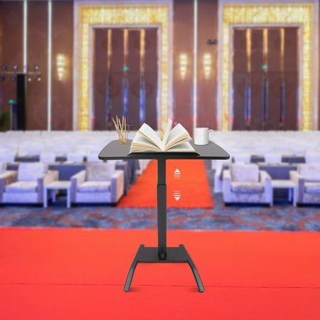 25.5*17in Adjustable Rolling Desk, Adjustable Podium Desk, Standing Lifting Desk 2 Lockable Wheels Black Modern
