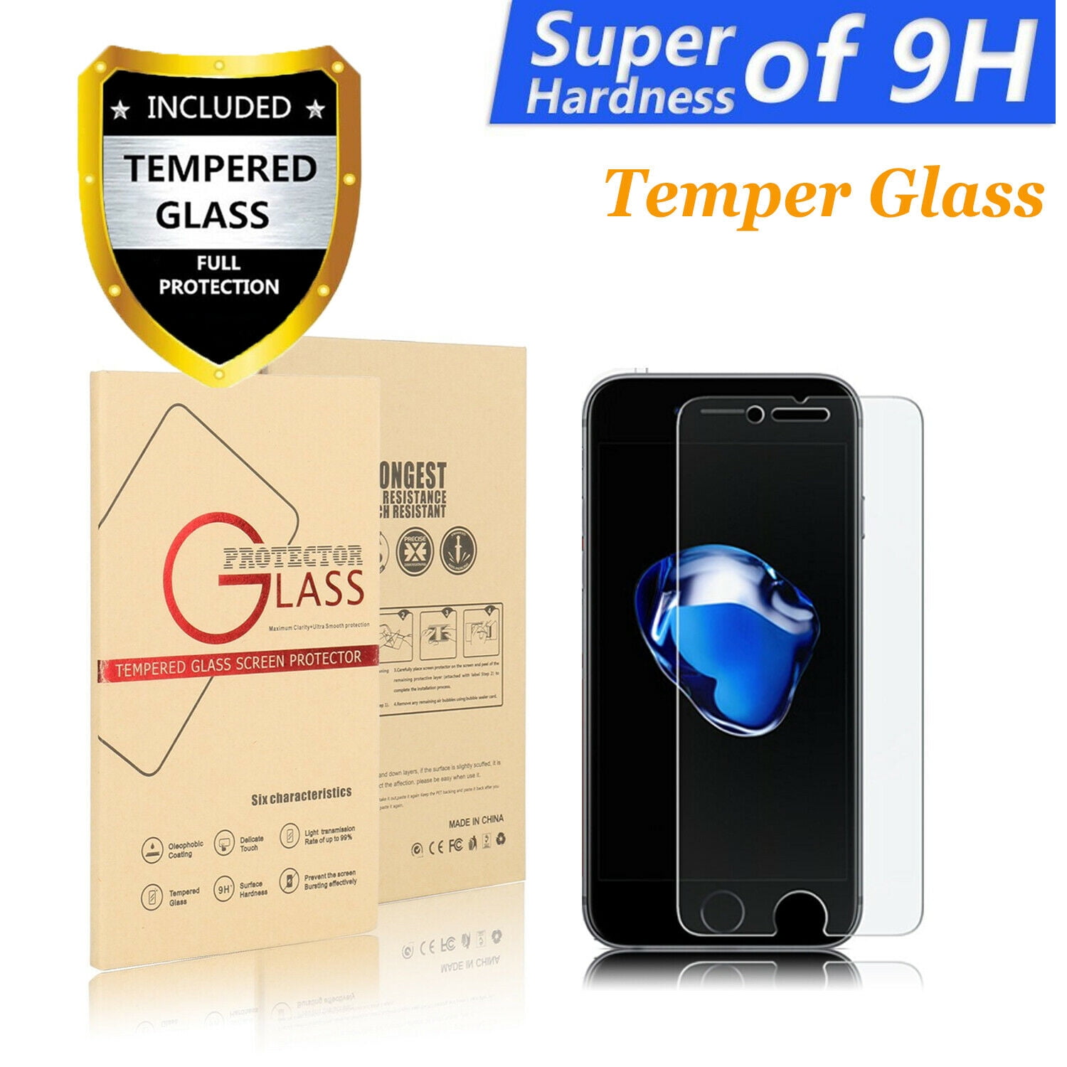 iPhone 8 Plus Tempered Glass Screen Protector 3 Pack