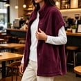 thumbnail image 5 of Kinrui Womens Fuzzy Fleece Vest Oversized Casual Warm Sherpa Jacket Sleeveless Button Down Outerwear with Pockets Solid Color Cap Sleeve Loose Fit Fall Winter Coats Wine XXL, 5 of 7