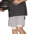 thumbnail image 4 of Pantalones cortos para hombre, bolsillos laterales con cordón, pantalones deportivos informales de corte holgado para entrenamiento en casa M Gris, 4 of 8