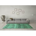 thumbnail image 3 of Ahgly Company Machine Washable Indoor Round Abstract Turquoise Blue Modern Area Rugs, 8' Round, 3 of 4