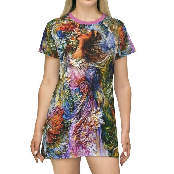 Primavera Creative Fashion Women Design All Over Print T-Shirt Dress