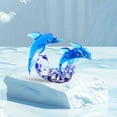thumbnail image 2 of (Clearance) BNNG Blue Crystal Glass Dolphins Figurines Collectibles, Miniature Handmade Sea Animal Sculpture Statue, Birthday for Women Men Kids, Home Office Desk Decorations, 2 of 9