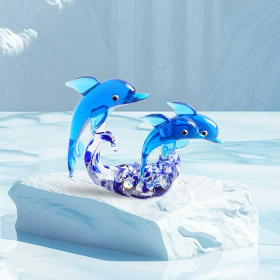 Tanjnj Clearance! Double Glass Figurines Collectibles Miniature Handmade Sea Animal Sculpture Statue Birthday For Women Men Kids Home Desk Decorations,B
