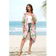 thumbnail image 4 of WIHOLL Women's Cover Up Floral Print Kimono Cardigan Loose Casual Blouse Summer Swimsuit Beach, 4 of 10