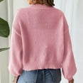 thumbnail image 4 of Women's Floral Knit Cardigan V-Neck Long Sleeve Button Sweater for Fall Pink M, 4 of 5