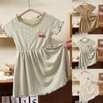 thumbnail image 4 of XIMIN Combinaison d'Été Nouvelle pour Filles Enfants à Manches Courtes Col Rond Imprimé Cerises Décontractée Maison Mode à Pois Robe Mode Décontractée (6-7 Ans, Vert), 4 of 4