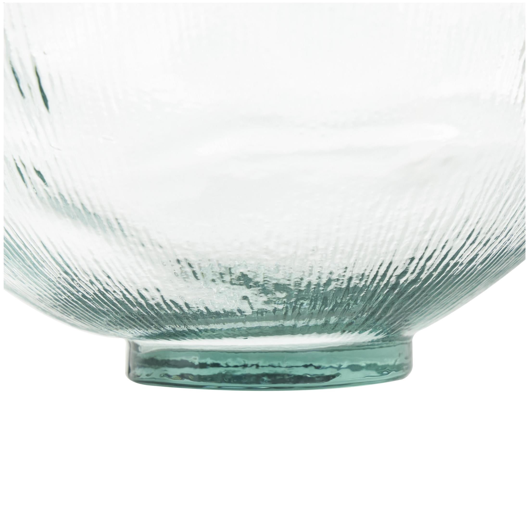 DecMode 17" Handmade Spanish Bottle Neck Ribbed Teal Recycled Glass Vase