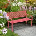 thumbnail image 2 of Ktaxon Outdoor Bench, Mental Bench with Floral Back, 2-Person Garden Bench for Outside Yard Patio Entryway Park Porch, 800LBS, Pink, 2 of 8