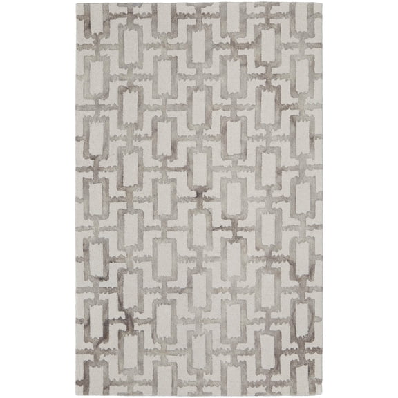 Feizy 6108919FGRYIVYE10 Lorrain 5' X 8' Wool Geometric Indoor Rectangular Area Rug - Off